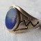 Inel argint cu LAPIS LAZULI vintage VECHI suplendid Gravat manual SUPERB