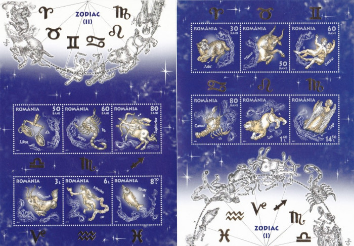 ZODIAC 1 - 2 BLOC 2011,MNH ROMANIA .