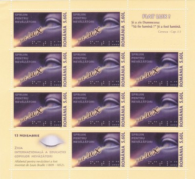 SPRIJIN PENTRU NEVAZATORI,MINISHEET,2007,MNH ROMANIA . foto