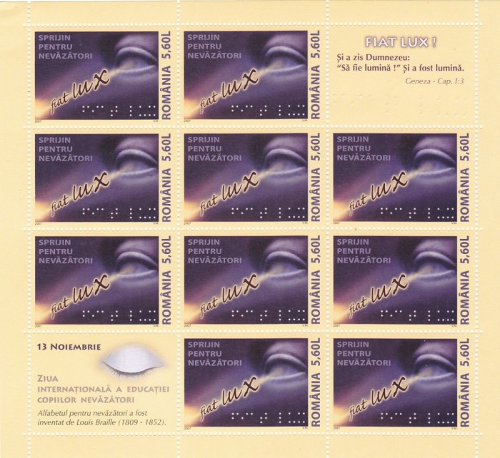 SPRIJIN PENTRU NEVAZATORI,MINISHEET,2007,MNH ROMANIA .