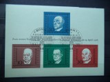 GERMANIA 1968 &ndash; COMEMORARE ADENAUER, BLOC stampilat PRIMA ZI, K100