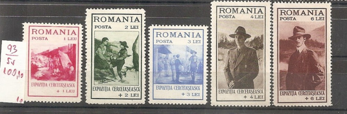 SD Romania 1931 LP93- Expozitia Cercetaseasca, seria de 5 val., MLH