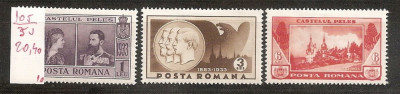 SD Romania 1933 LP105- Semicentenarul Castelului Peles, seria de 3 val., MLH foto