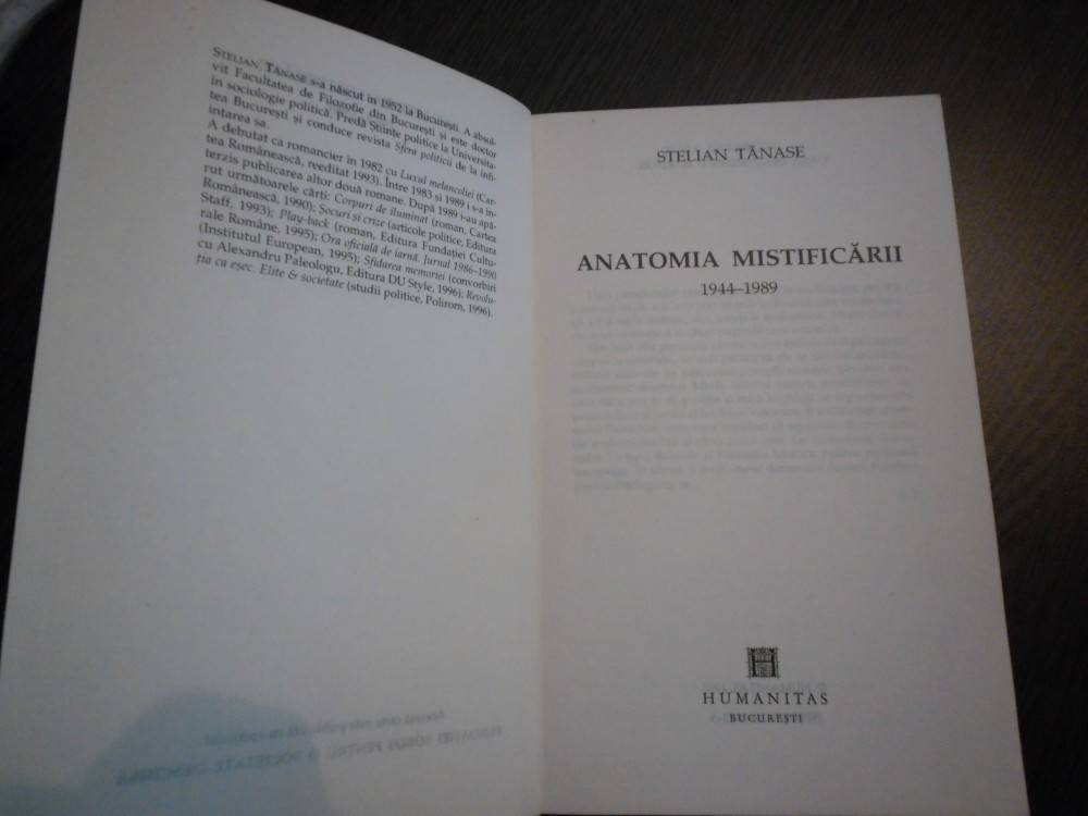 ANATOMIA MISTIFICARII 1944-1989 - Stelian Tanase - Humanitas, 1997, 503 p.  | Okazii.ro