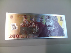 Bancnota 200 lei Vlad Tepes, magnet foto