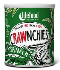 Chips Crawnchies cu spanac si usturoi raw bio 30g foto