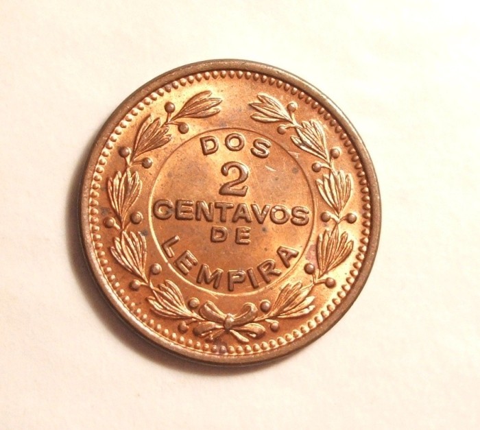 HONDURAS 2 CENTAVOS 1956 UNC