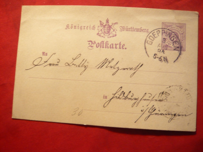 Carte Postala clasica Wurtemberg 1884