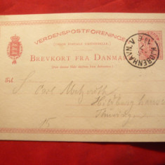 Carte Postala clasica Danemarca , 10 ore 1884