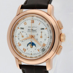 Superb ceas de mana Zenith El Primero Calendar /fazele Lunii /aur rose solid 18K foto