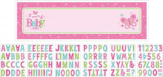 Banner roz pentru petrecere personalizabil Welcome Baby Girl - 165.1 X 50.8cm, Amscan 121458 foto