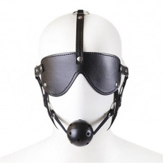 Ball Gag Restraint Masca Calus Bondage Bila Neagra Curea Piele PU Eyeshade Masca foto