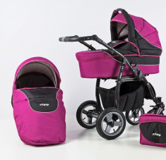 Carucior 2 in 1 Zipp 111a (Fucsia cu Negru) Adbor foto