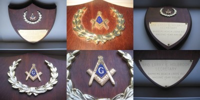 7386-I-Emblema masonica Bambers ACCACIA LODGE 832-Broo Larry E. Hollbrock Secret foto