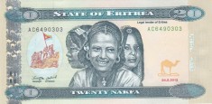 Bancnota Eritrea 20 Nafka 2012 - P12 UNC foto