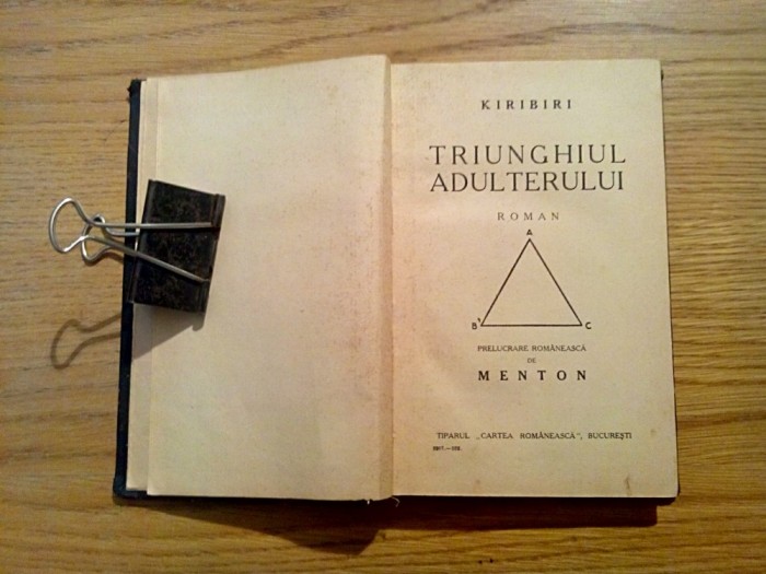 TRIUNGHIUL ADULTERULUI - KIRIBIRI - prelucrare romaneasca de Menton - 1932