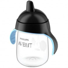 Cana Philips Avent Natural cu tetina tare de formare si manere 340ml 18luni SCF755/00N, Negru foto