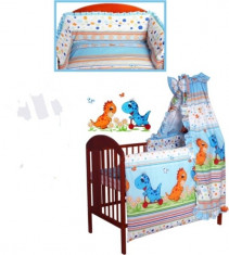 Set Lenjerie de pat pentru copii IKS 2 Dino 2 piese LPD-1A, Albastru foto