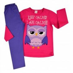 Pijama pentru fetite ATUT Keep Calm!?! I Am Calm A-5545, Fucsia foto