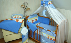 Set Lenjerie de pat pentru copii-IKS 2 Ursuleti cu buline 5 piese LPIU5-A, Albastru foto