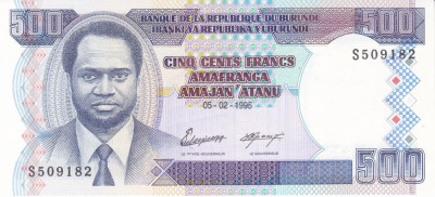 Bancnota Burundi 500 Franci 1995 - P37A UNC foto