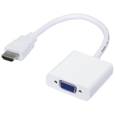 Adaptor HDMI - VGA Alb mufe aurite Pt Laptop proiector desktop foto