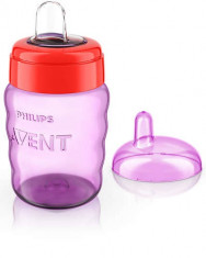 Cana cu tetina de formare PHILIPS AVENT 260 ml 12 luni + SCF553/00R, Roz foto