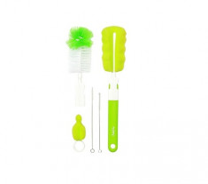 Set perii pentru biberoane cu maner interschimbabil BabyOno 735-V, Verde foto