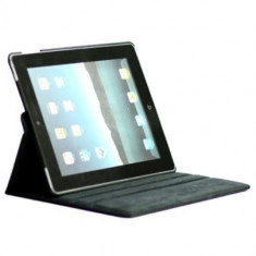 Husa iPad 3 Wi-Fi Lichee Piele PU Cu Stand Si Rotatie 360 Grade Albastru Inchis foto