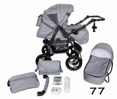 Carucior 2 in 1 cu roti gonflabile Vip 77 (Gri Deschis) Kerttu foto