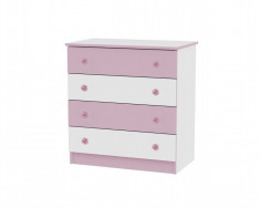 Comoda din lemn cu 4 sertare Dresser White and Pink Lorelli foto