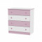 Comoda din lemn cu 4 sertare Dresser White and Pink Lorelli