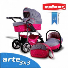 Carucior 3 in 1 Arte 3x3 53 (Fucsia cu Gri deschis) Adbor foto