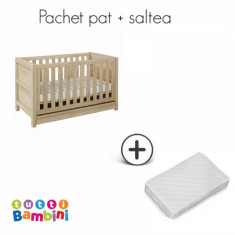 Patut evolutiv 3 in 1 Milan cu salteluta 140 x 70 cm Reclaimed Oak Tutti Bambini foto