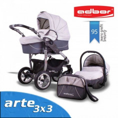 Carucior 3 in 1 Arte 3x3 95 (Grafit cu Gri deschis) Adbor foto