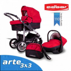 Carucior 3 in 1 Arte 3x3 110 (Rosu cu Negru) Adbor foto