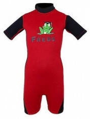 Combinezon copii din neopren rosu cu negru 128/134 Freds Swim Academy foto