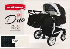 Carucior multifunctional pentru gemeni Duo Stars D05 (Negru cu Alb) Adbor foto