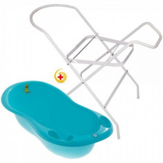 Cadita piscot 102 cm cu suport Turquoise Tega Baby foto