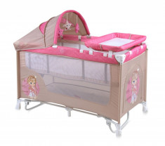 Patut pliant Nanny 2 Plus Rocker 120 x 60 cm Beige&amp;amp;Rose Princess Lorelli foto