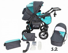 Carucior 2 in 1 cu roti gonflabile Vip 12 (Turquoise cu Grafit) Kerttu foto