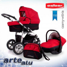 Carucior 3 in 1 Arte Alu 3x3 110 (Rosu cu Negru) Adbor foto