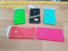 Husa silicon Huawei P8 Lite 2017negru roz rosu vernil si turcoaz foto