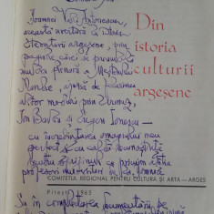 AUGUSTIN Z.N.POP (dedicatie/ semnatura)DIN ISTORIA CULTURII ARGESENE, 1965