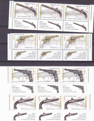 PISTOALE TRIPTIC CU VIGNETA ,2008,MNH ROMANIA. foto