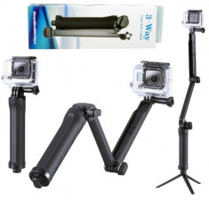 Monopod 3 WAY GoPro Hero 4 3+ 3 trepied,Brat Monopod selfie stick pole foto