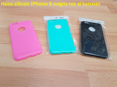 Husa silicon IPhone 6 negru roz si turcoaz foto