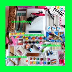 Kit unghii false gel-lampa,freza,cleste,12 geluri colorate, suport -KIT TRENDY foto