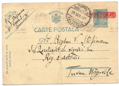 (A1) carte postala-CENZURAT Turnu Magurele 1941 foto