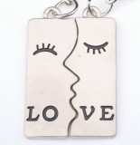 Set Breloc Cuplu Indragostiti LOVE YOU Love Kiss - Brelocuri Metalice Inel Lant Accesorii Moda